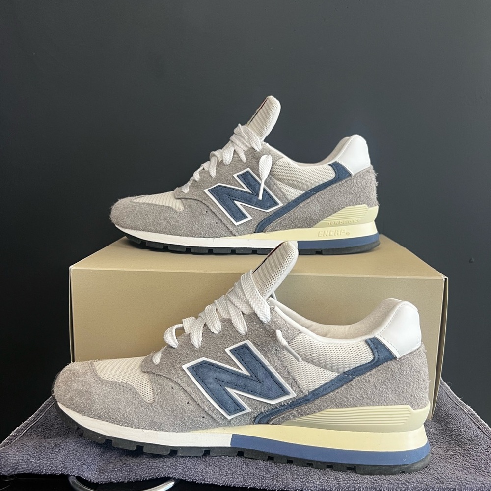 New Balance Cream and Blue Athletic Shoes